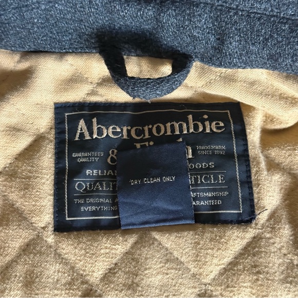 Vintage Abercrombie & Fitch Wool Bomber Jacket Full Zip Quilted Mens XL Gray 90s - Picture 11 of 14